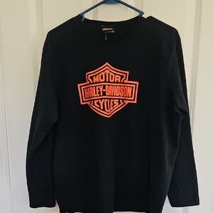 Ladies Harley-Davidson Black Shirt with Vibrant Orange Emblem